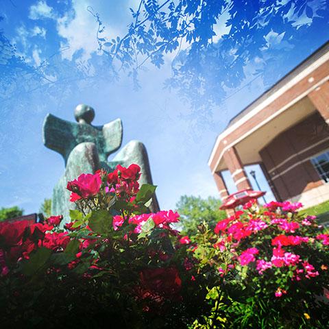 Green Man statue in the spring